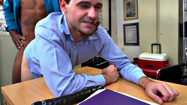 Casting couch: Interracial anal after doggystyle & missionary pounding in office