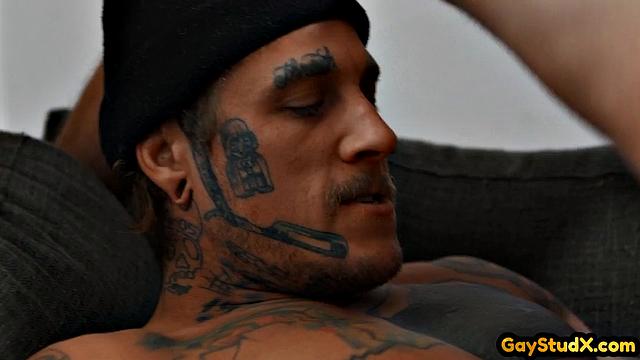 Tattooed stud analfucking his horny lover