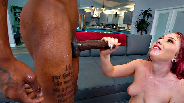 Bigbooty redhead drilled by BBC in fresh pussy