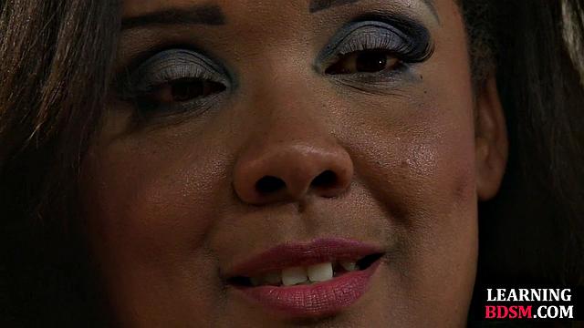 BDSM Ebony learning petite babe