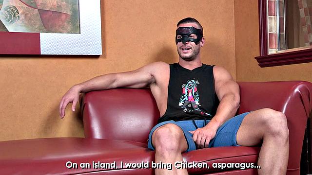 Masked stud jerks and cums in bathroom in solo action