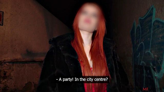 Redhead party girl wants the cash