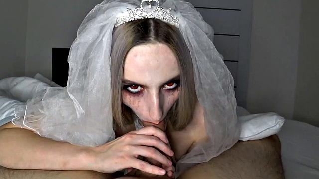 Busty vampire bride sucks big dick and gets fucked