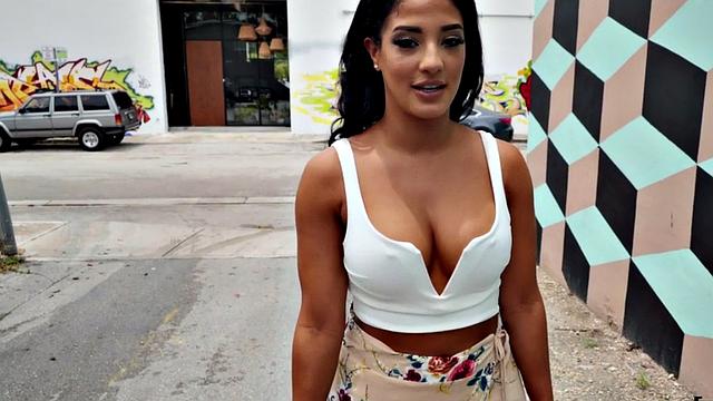 Brunette with huge tits publicly fucks & rides cock in public like a pro