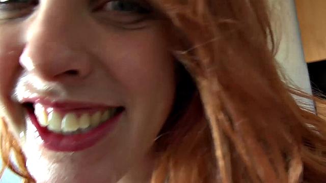 POV Sucking Redhead Takes Facial