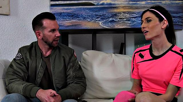 Big tit trans athlete rides boyfriend in erotic couple