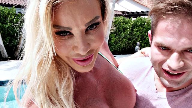 A poolside suck and an indoor fuck for Robbin Banx