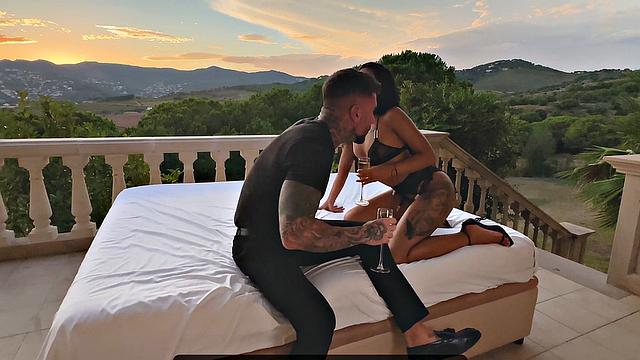 The sun's last rays kindle Andrea Retali's desire. Horny Spanish brunette, Andrea Retali, eagerly gobbles and BJ's outdoors - enjoy XXX!