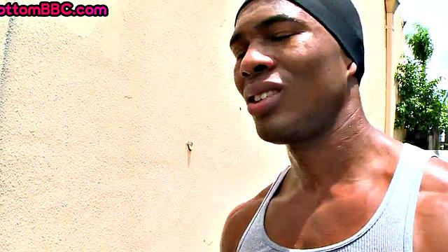 Ebony pickes up and public fucked outdoors by jock