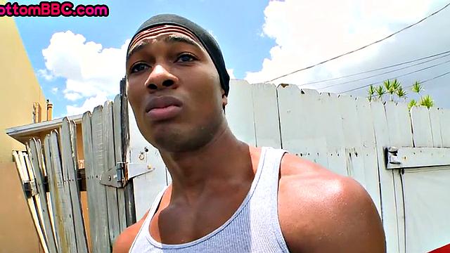 Ebony pickes up and public fucked outdoors by jock