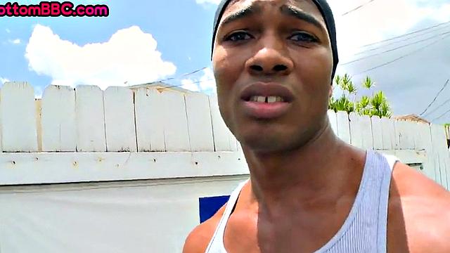 Ebony pickes up and public fucked outdoors by jock