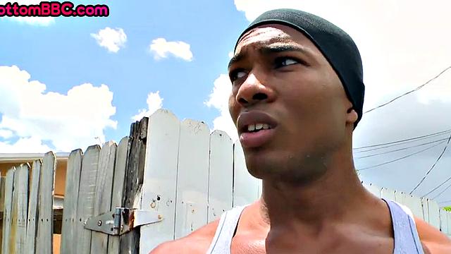 Ebony pickes up and public fucked outdoors by jock