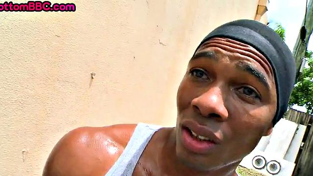 Ebony pickes up and public fucked outdoors by jock