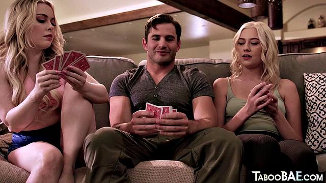 Beauty blonde babe cockriding in 3some