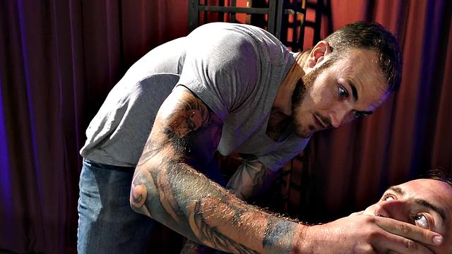 Mesmerized crossdresser in fishnet stockings fucks inked boyfriend