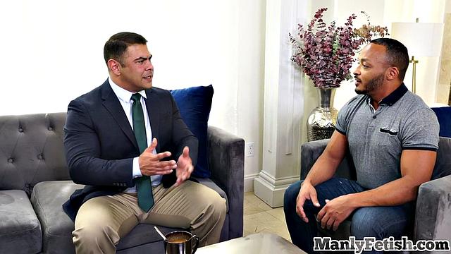 Busty hunk bouncing on his lover