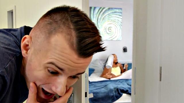 Short guy fucks skinny Ebony GF with small boobs