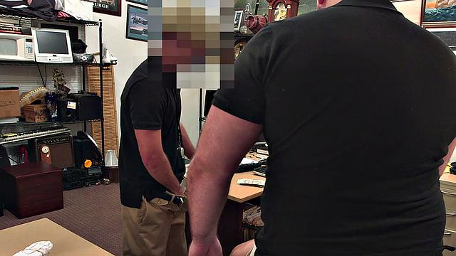 Pawnshop stud fucked in office by lucky owners