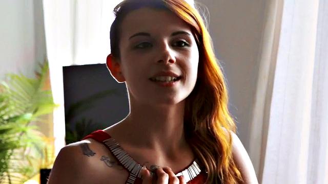 Petite nympho slut gets double-teamed by two bisexual guys in a wild threesome