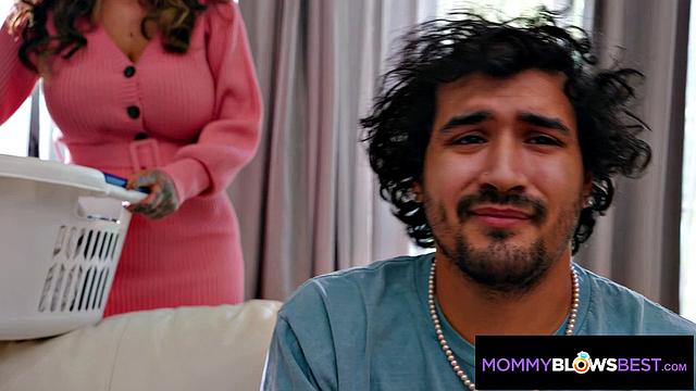 MommyBlowsBest - Frisky Monster Tits Stepmom Gets And Gets Hard