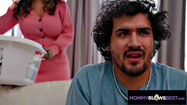 MommyBlowsBest - Frisky Monster Tits Stepmom Gets And Gets Hard