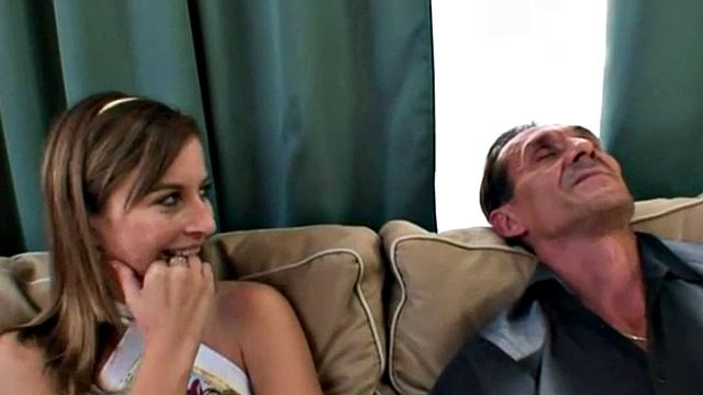 Old Man Fucking Teen with tight pussy, granny on side