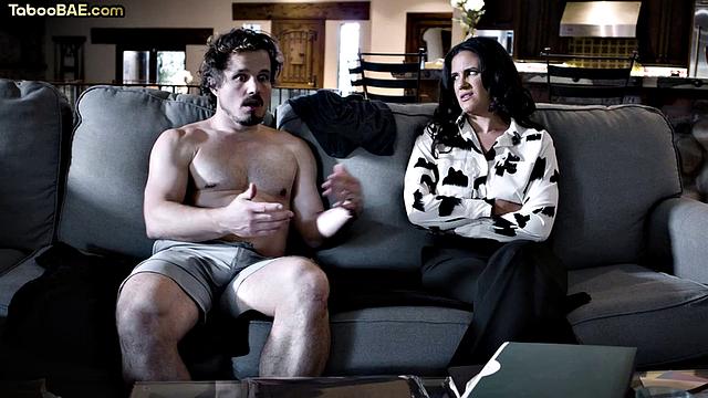 Cockhungry stepmom tries stepson's cock