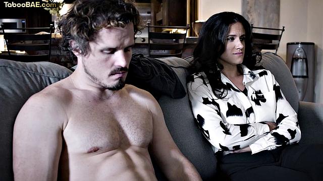 Cockhungry stepmom tries stepson's cock