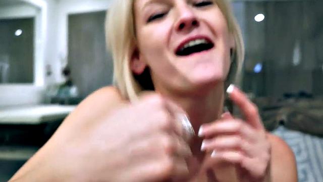 POV blonde seduces stepdad into giving bj and taboo sex