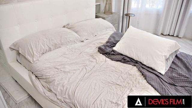 DEVILS FILM - Ava and Marina Seduce Stepcousin Elias Cash For Hot Morning Sex