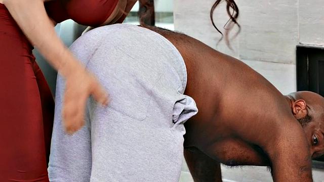IR yoga TS barebacks black lover and cums in his mouth