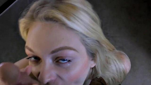 VIP4K. Blonde cutie cant pay rent, goes to the bank for a loan