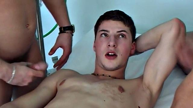 Stud barebacked by doctors in medical threeway