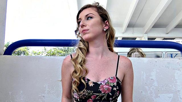 1st time babe deepthroats and rides after casting