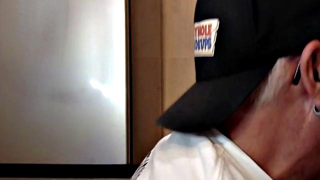 Gloryhole mature gay gets fucked by black cock after BJ