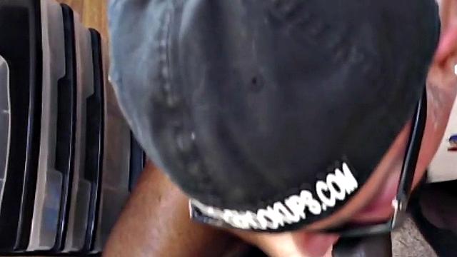 Gloryhole mature gay gets fucked by black cock after BJ