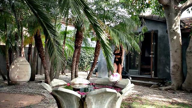 Big Tits April Olson Masturbates Poolside With Vibrator and Butt Plug