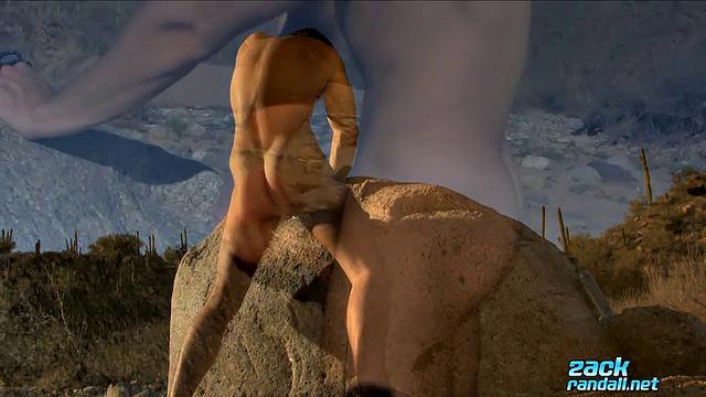 Zack Randall strokes his cock and cums outdoors in the sun