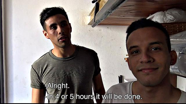 Latino studs Hector and Franco stroke and explore each other's uncut cocks for the first time on camera