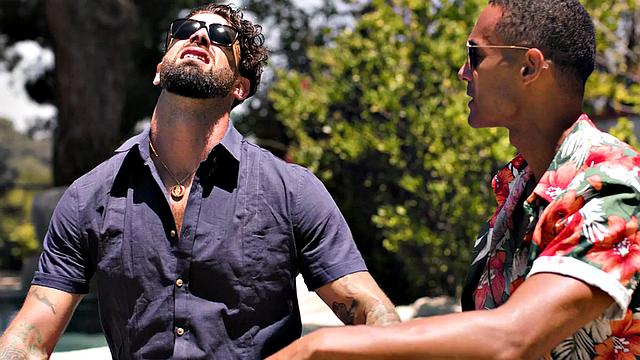 IR stud barebacked in outdoor 3some by black neighbor