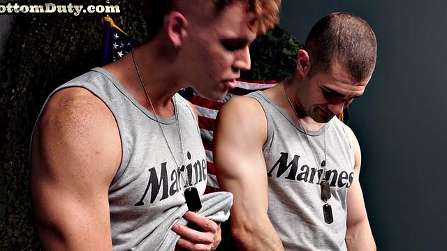 Military redhead barebacked and jizzed on duty