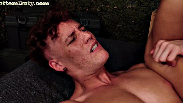 Military redhead barebacked and jizzed on duty