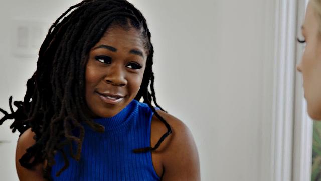 Ebony beauty rimming blonde