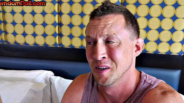 Femdom cop babe assfucking sub while wanking his cock