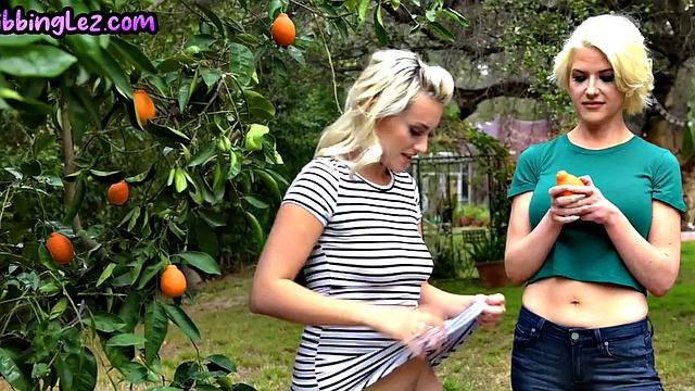 Bigtitted lesbo enjoys fingering BFF in lingerie