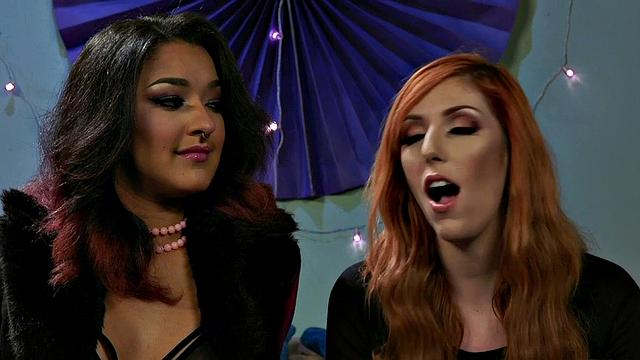 Black domina peddling busty redhead in this kinky couple