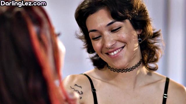 Horny inked lesbian satisfies her GF