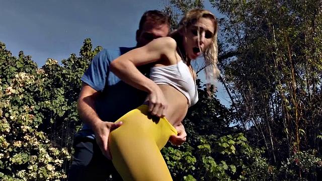 Nympho yoga slut outdoor fucked in her analhole