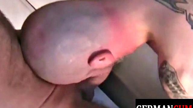 German hunk with ink gets down and dirty with a hot jock & gets a cumshot