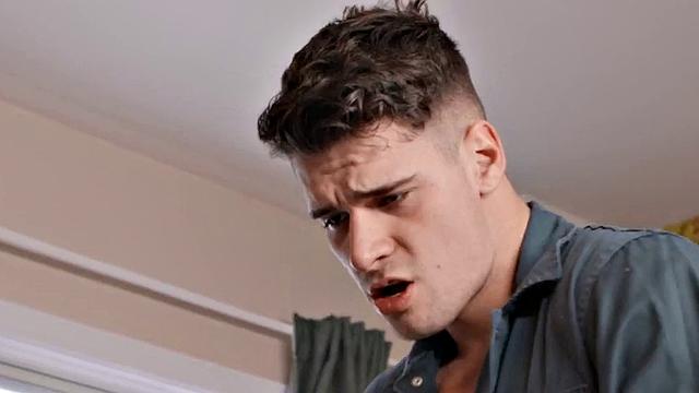 Busty bisex tattooed babe rides in reverse cowgirl trio